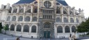 A panorama of Saint Eustache with its many flying buttresses and giant 
rose window.

